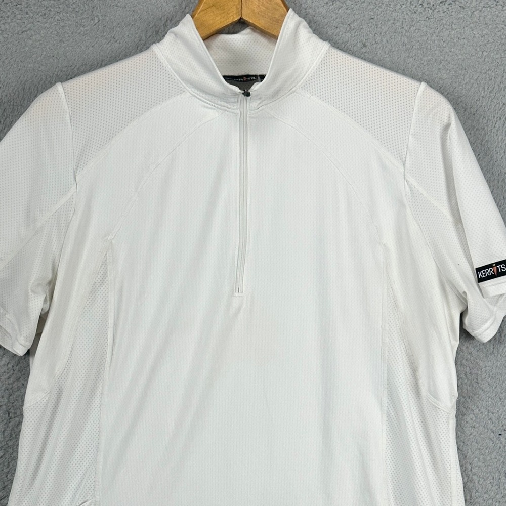 Kerritz Equestrian Adult Mens Riding Shirt Medium White Quarter Zip Short Sleeve